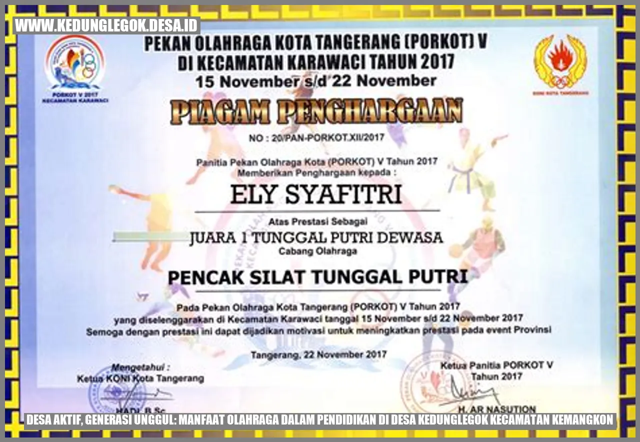 Desa Aktif, Generasi Unggul: Manfaat Olahraga dalam Pendidikan di Desa Kedunglegok Kecamatan Kemangkon