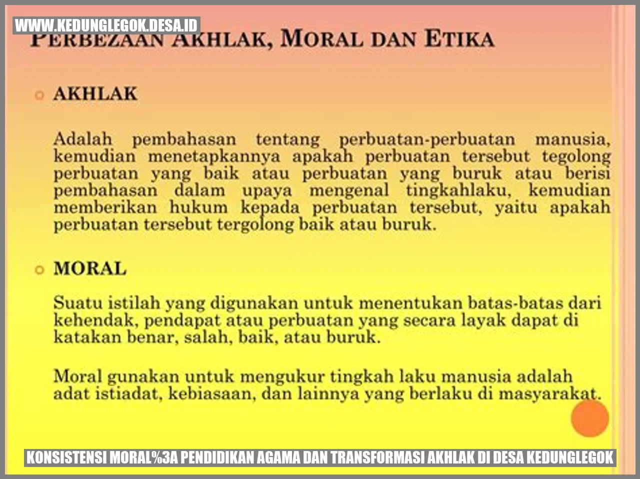 Pendidikan Agama Desa Kedunglegok