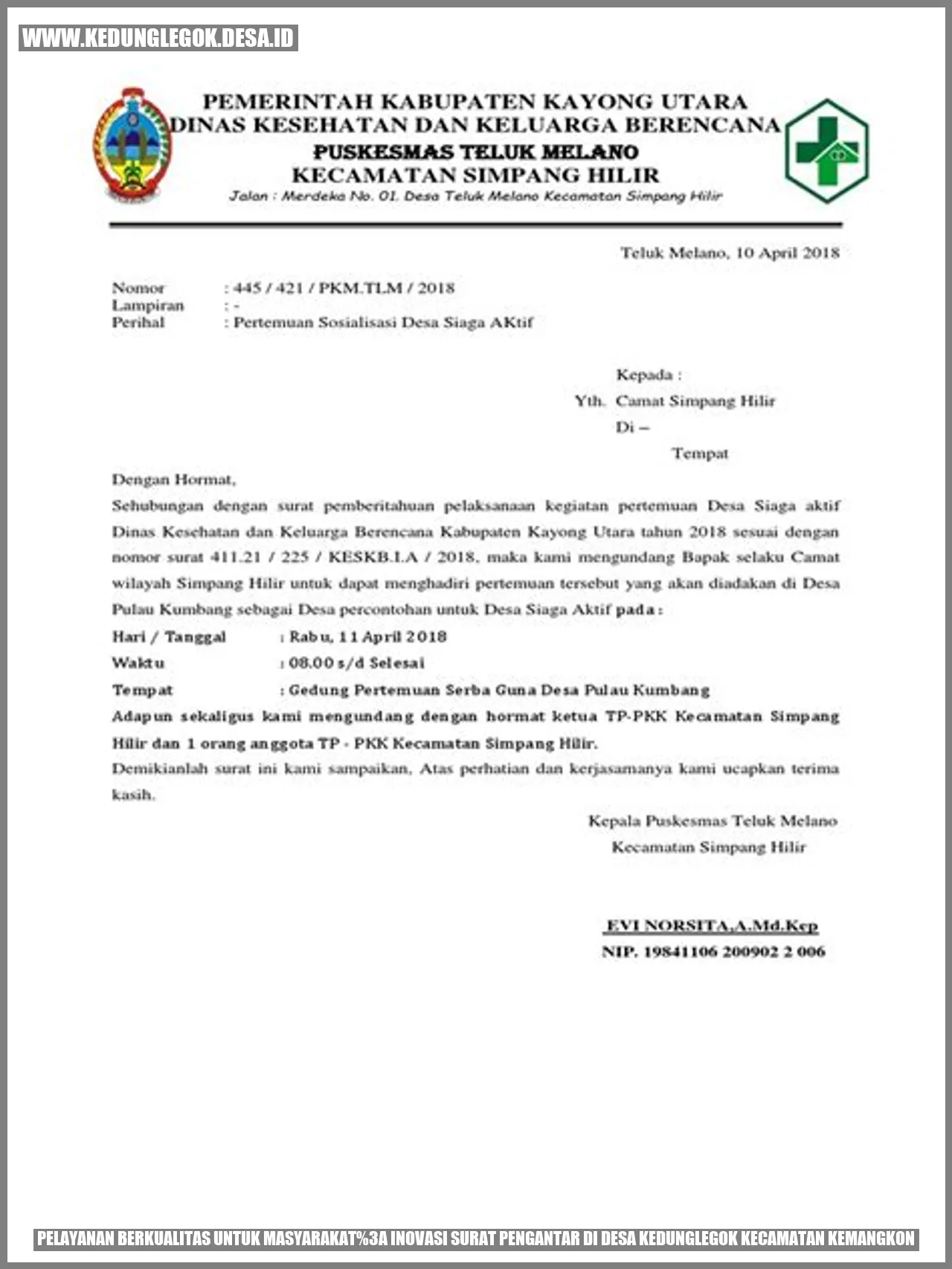 Pelayanan Berkualitas untuk Masyarakat: Inovasi Surat Pengantar di Desa Kedunglegok Kecamatan Kemangkon